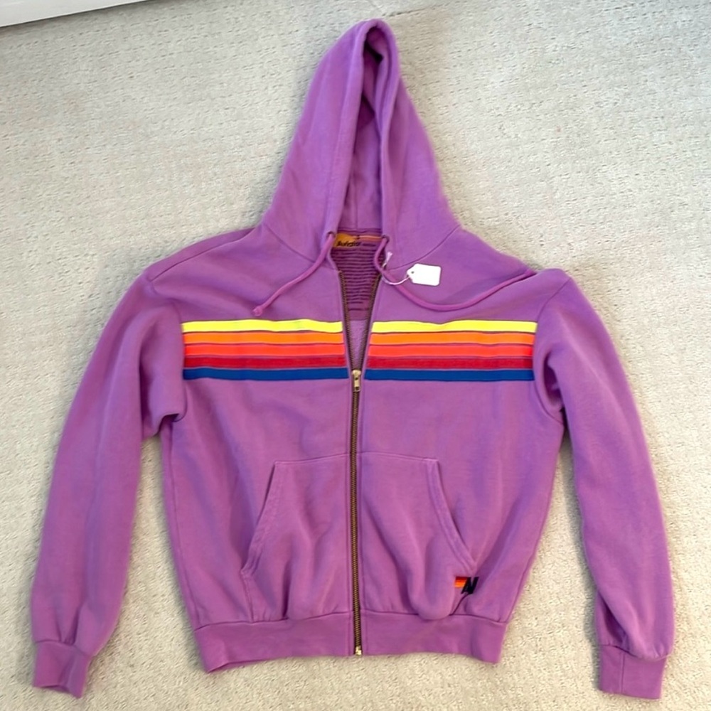 NWT Aviator Nation Purple 5-Stripe Hoodie Size Small